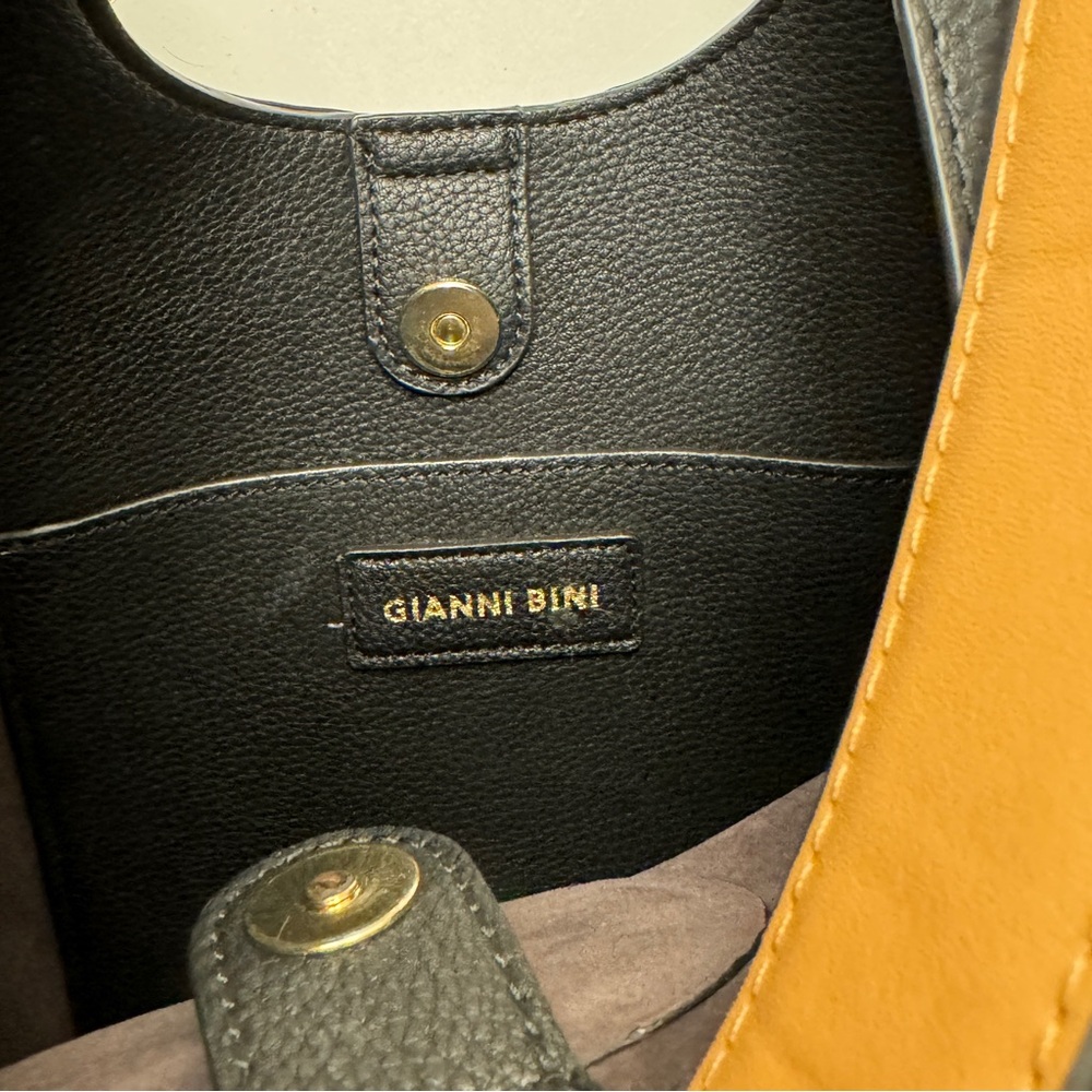 GIANNI BINI Beautiful Black Brown Hobo Shoulder Handbag - Picture 12 of 16